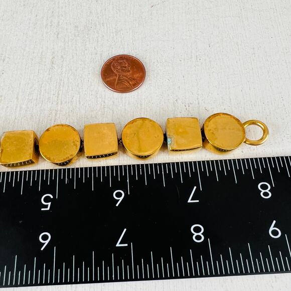 Vintage Steven Vaubel 18K Plated Brass Geometric Link  Chunky Bracelet - Picture 10 of 14